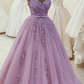 Elegant A line lace pearl long ball gown prom dress   cg11076