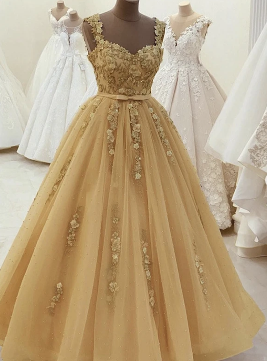 Elegant A line lace pearl long ball gown prom dress   cg11076