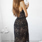 BLACK LACE SHORT PROM DRESS LACE FORMAL DRESS   cg11080