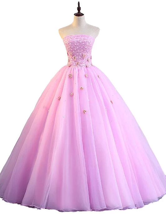 Pink Tulle Ball Gown Sweet 16 Party Dress, Pink Formal Dresses, Quinceanera prom Dress   cg11349