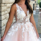 A-Line V Neck Tulle Short White Homecoming Dress   cg11356