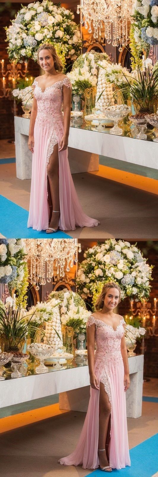 Sexy pink Long Prom Dress with Side Split   cg11387