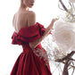 Simple red sweetheart satin long prom dress red bridesmaid dress   cg11414