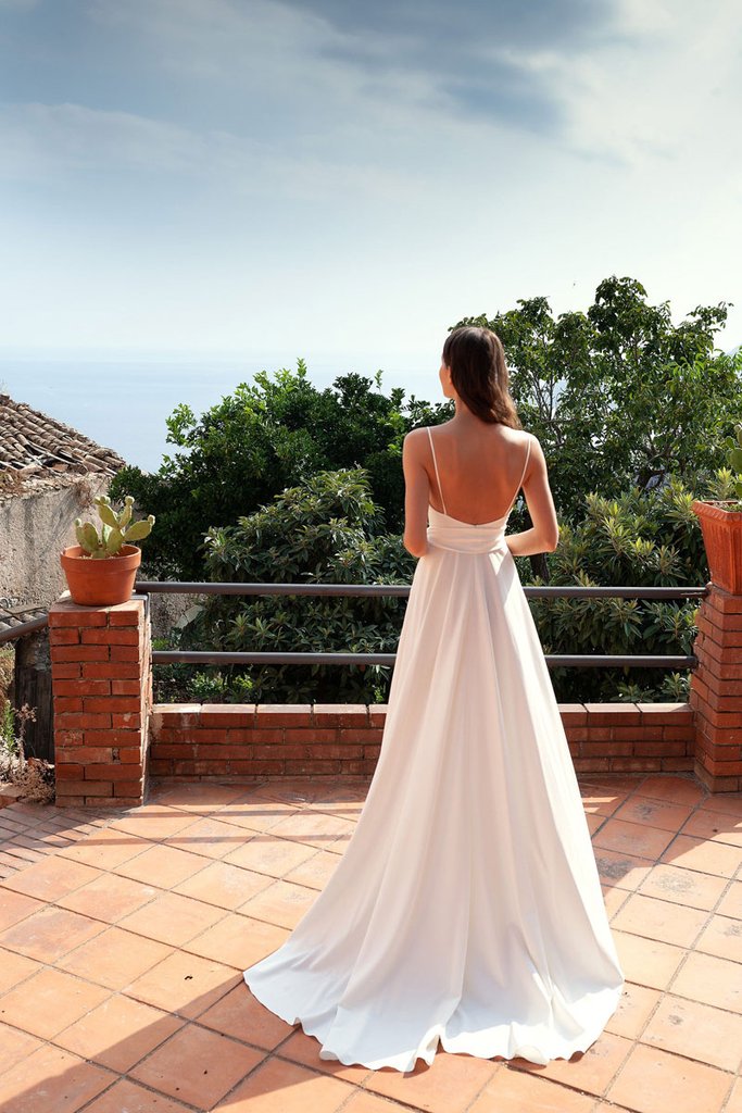 SIMPLE WHITE V NECK SATIN LONG PROM DRESS WHITE FORMAL DRESS   cg11416