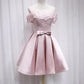 Lovely pink satin lace homecoming dress   cg11435