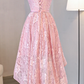 Pink Cute High Low Lace Homecoming Dress   cg11468