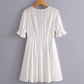 White Deep V-neck Flared Sleeves Short homecoming Dress cg1151