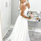 White v neck chiffon long prom dress evening dress   cg11549