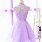 Cute High Neckline Lavender Short Graduation Dress Homecoming Dress  cg11551