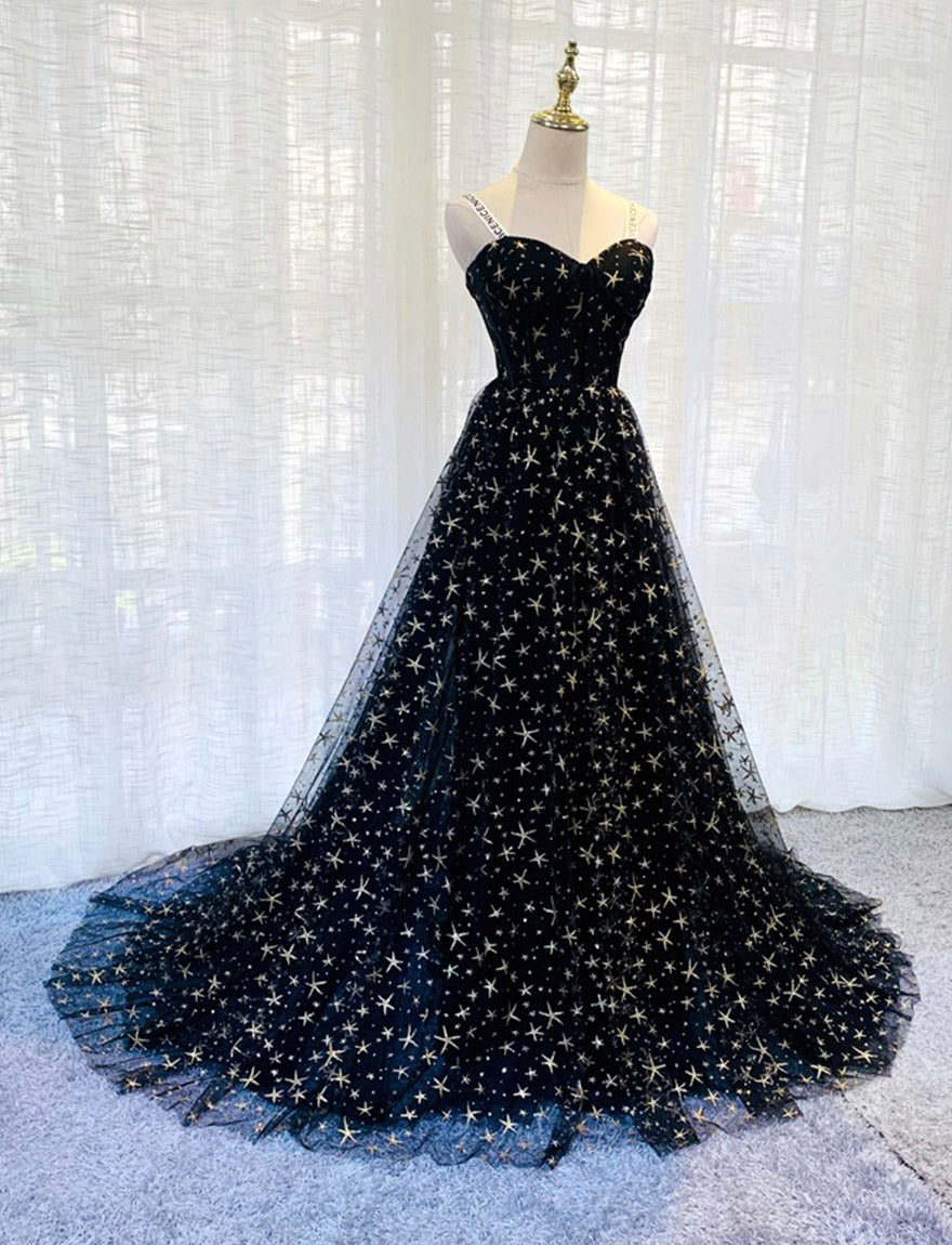 BLACK TULLE LONG PROM GOWN FORMAL DRESS   cg11648
