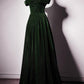 Beautiful Green Off Shoulder A-Line Velvet Long Party Dress, Green Bridesmaid prom Dress   cg11687