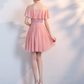 Lovely Off Shoulder Light Pink Short Bridesmaid Dress, Pink Homecoming Dresses   cg11727