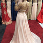 Pink v neck chiffon long prom dress, pink evening dress cg1173