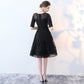 Cute Black Lace Short Sleeves Party Dress, Black Lace Homecoming Dress   cg11776