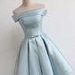Cute Satin Short Off the Shoulder Party Dress, Knee Length Formal Dress Homecoming Dress   cg11816