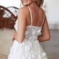 WHITE V NECK TULLE LACE SHORT DRESS WHITE HOMECOMING DRESS   cg11898