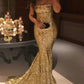 Shiny Royal Blue Sequin Mermaid Strapless Long Prom Dress Formal Evening Dresses    cg12044