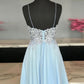 blue sweetheart chiffon lace short dress blue homecoming dress   cg12071