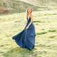 Navy Prom Dress,A-Line Prom Gown,Satin Evening Dress,Appliques Prom Gown    cg12090