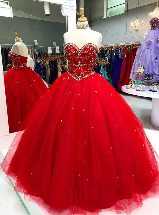 Red organza rhinestone long ball gown, long crystal long evening prom dress    cg12134