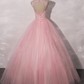 Lovely Pink Tulle Round Neckline Sweet 16 Dress, Pink Quinceanera prom Dress     cg12148