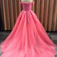 Ball Gown Sweetheart Cap Sleeve Lace Appliques Prom Dress    cg12182