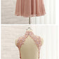 A-line High Neck Short Dress Pink Lace Short Dresses Cheap Homecoming Dress cg1224