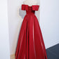 Red Satin Long Party Dress, A-Line Formal Dress 2021, Evening prom Dress   cg12333