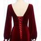Charming Dark Red Velvet Long Sleeves A-Line Party Dress Party prom Dress    cg12376