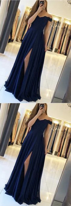 Lace Appliques Off Shoulder Long Chiffon prom Dresses  cg1244