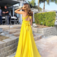 Yellow Prom Dress,A-Line Formal Long Prom Dress With Slit   cg12491