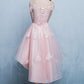 Beautiful Pink Off Shoulder High Low Tulle Homecoming Dress   cg12525