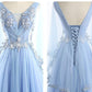Beautiful Tulle Light Blue Floor Length Prom Dress, New Party Dress 2021   cg12527