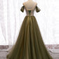 SIMPLE GREEN TULLE LONG PROM DRESS GREEN TULLE EVENING DRESS   cg12529