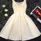 Ivory Satin Lace Round Neckline Knee Length Party Dress Homecoming Dresses cg12555