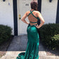 Sexy Mermaid V Neck Green Long Prom/Evening Dresses with Backless   cg12604