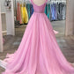 Charming A Line Sweetheart Pink Long Prom/Evening Dress with Beading   cg12606