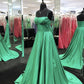 Green satin long prom dress simple evening dress   cg12685
