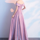 Beautiful Off Shoulder Pink Shiny Long Bridesmaid Dress, Cute Prom Dress   cg12692