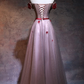 Unique Pink Tulle Off Shoulder Party Dress With Lace Applique Cute Prom Dress   cg12693