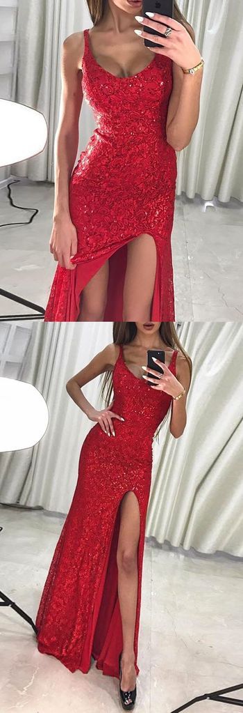 red sparkle side slit long sparkle formal prom dress cg1270