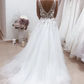 White v neck tulle lace long prom dress evening dress   cg12741