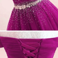 Beautiful Off Shoulder Beaded Tulle Long Party Dress, Junior Prom Dress 2021   cg12742