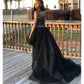 Black Ball Gown Tulle Sweetheart Hi Lo Crystal Prom Dress   cg12824