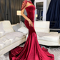 Burgundy Mermaid Strapless Velvet Long Prom Dress    cg12866