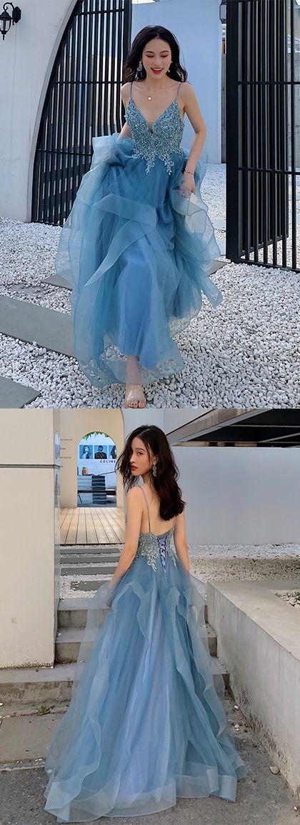 Blue Long Prom/Evening Dress Appliques   cg12904