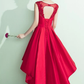 Lovely Satin High Low Round Neckline Party Dress, Red Homecoming Dress   cg13074