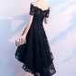 Lovely Black Lace Off Shoulder Bridesmaid Dress, Lace Off Shoulder Black Party Dress prom dress evening dress   cg13079
