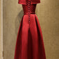 High Quality Wine Red Satin Simple Floor Length Bridesmaid Dress, Red Prom Dress   cg13174