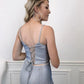 Mermaid two pieces long prom dress gray evening dress    cg13340